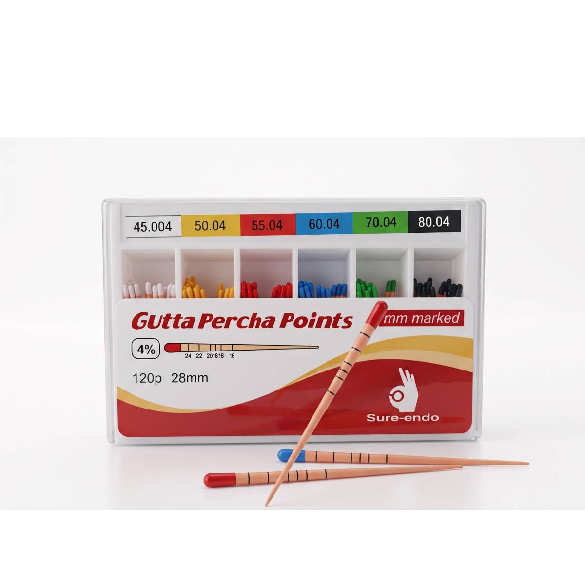 Sure Endo Gutta Percha Length Marked - 4% #45-80 (Pack of 120)