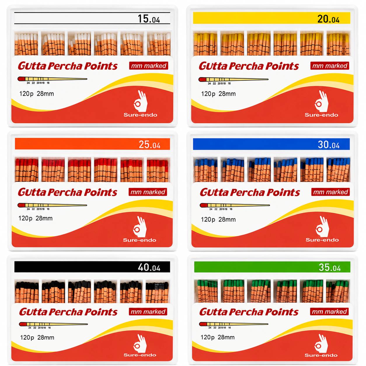 Sure Endo Gutta Percha Length Marked - 4% (Pack of 120)