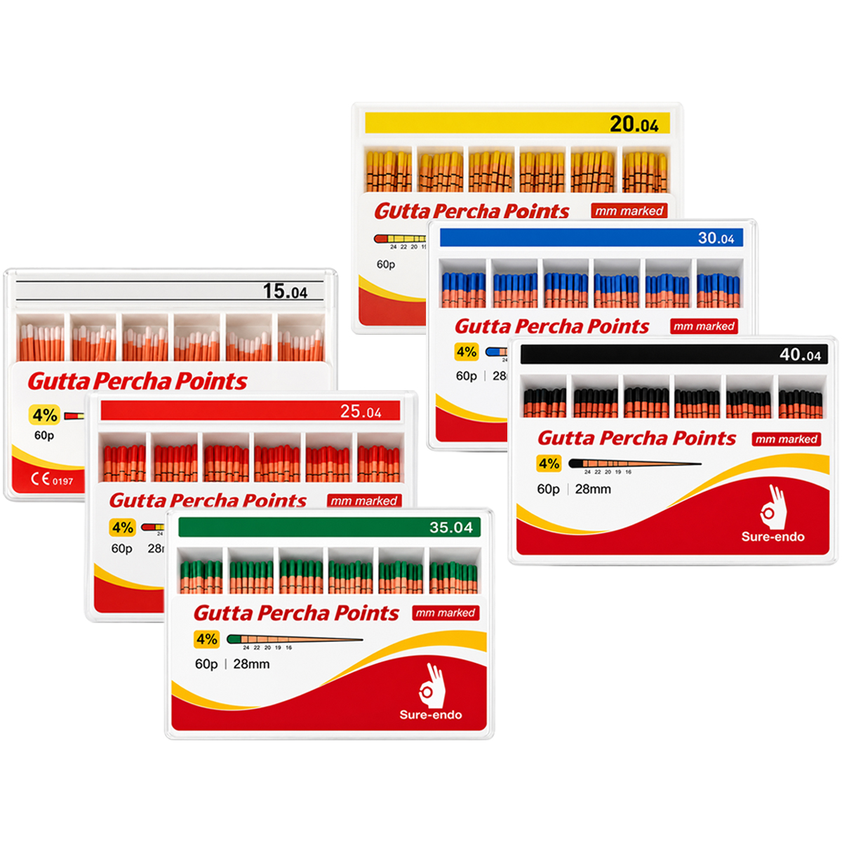 Sure Endo Gutta Percha Length Marked - 4% (Pack of 60)