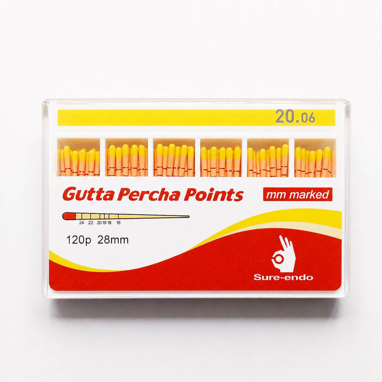 Sure Endo Gutta Percha Length Marked - 6% #20 (Pack of 120)