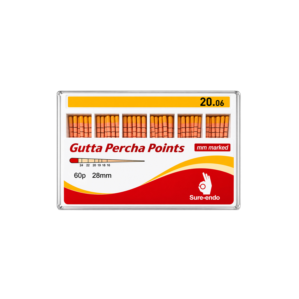 Sure Endo Gutta Percha Length Marked - 6% #20 (Pack of 60)