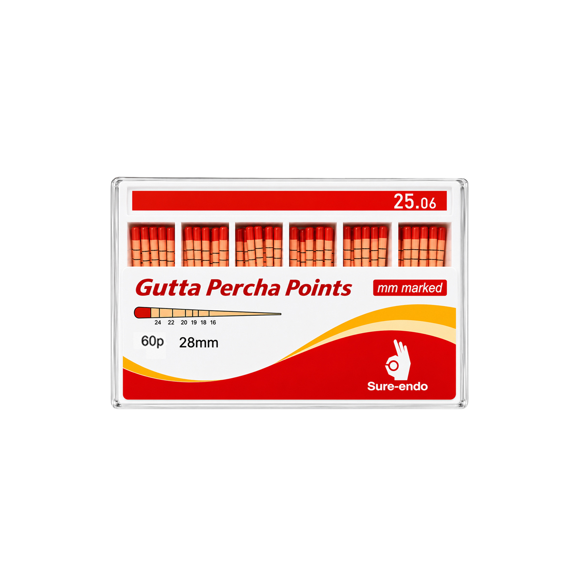 Sure Endo Gutta Percha Length Marked - 6% #25 (Pack of 60)