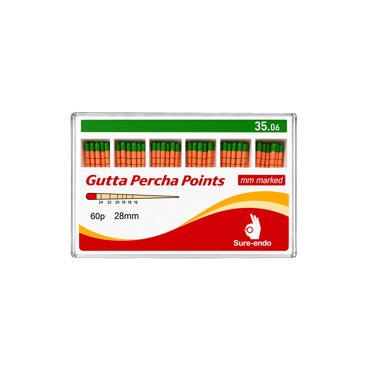 Sure Endo Gutta Percha Length Marked - 6% #35 (Pack of 60)