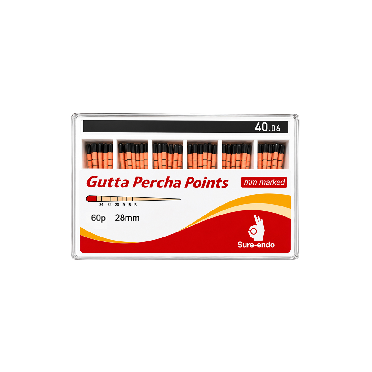 Sure Endo Gutta Percha Length Marked - 6% #40 (Pack of 60)