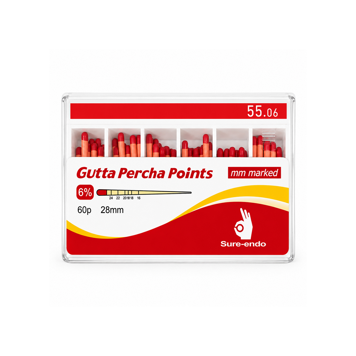 Sure Endo Gutta Percha Length Marked - 6% #55 (Pack of 60)