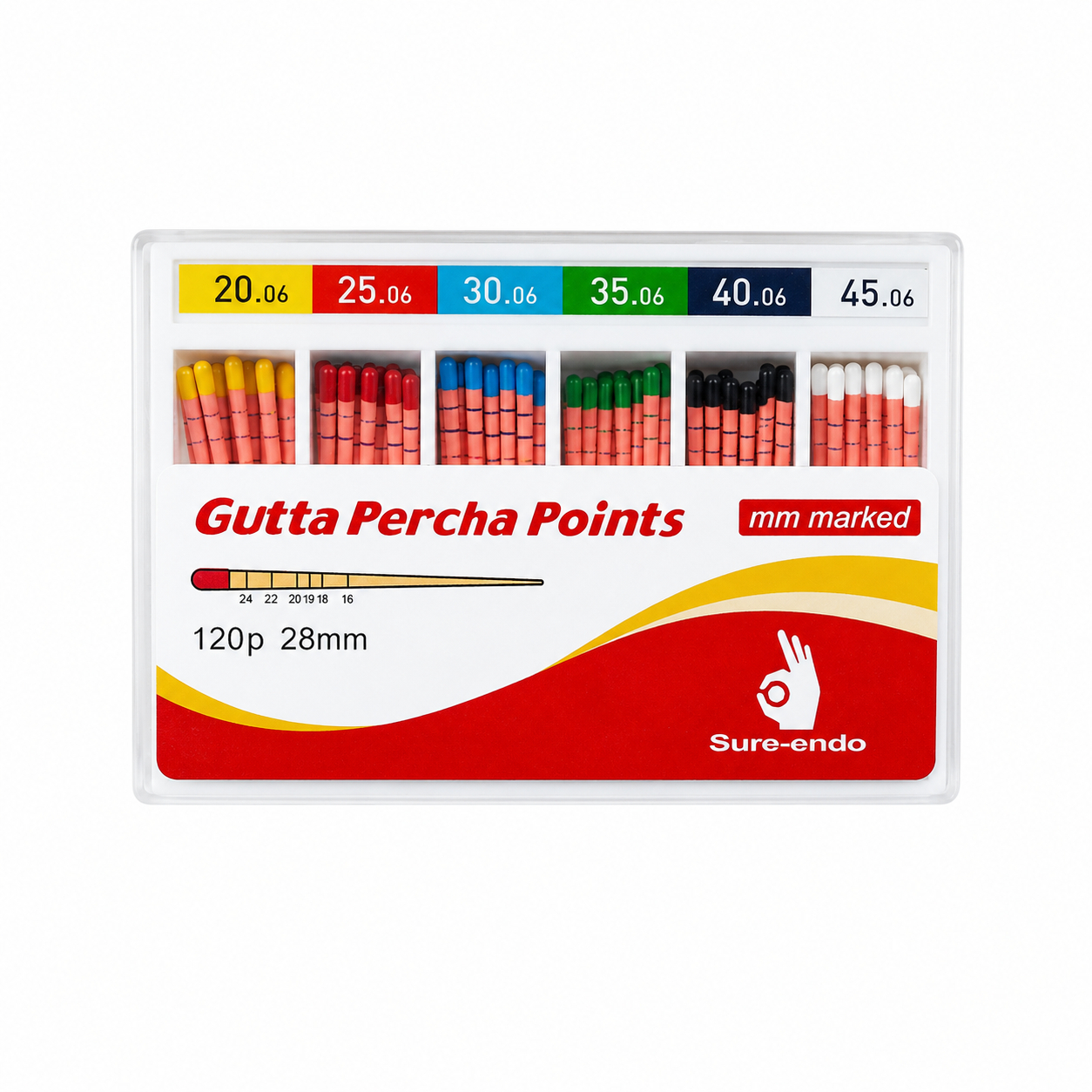 Sure Endo Gutta Percha Length Marked - 6% (Pack of 120)