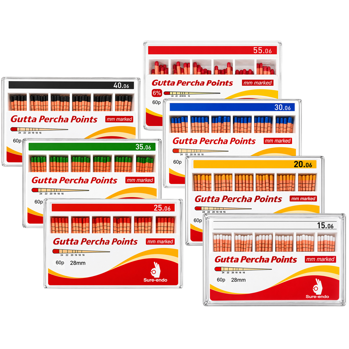 Sure Endo Gutta Percha Length Marked - 6% (Pack of 60)