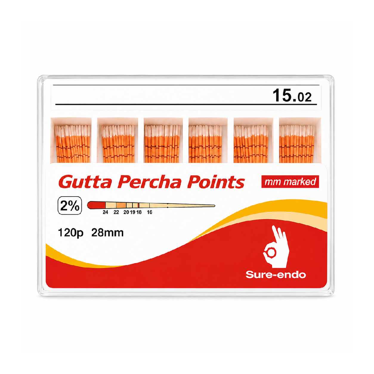 Sure Endo Gutta Percha Points 2% - 15 (Pack of 120)