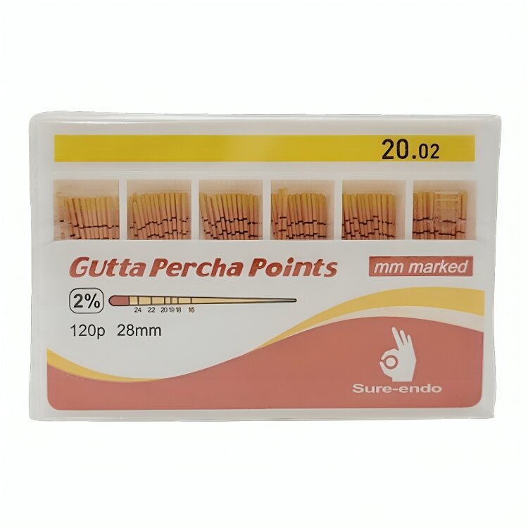 Sure Endo Gutta Percha Points 2% - 20 (Pack of 120)