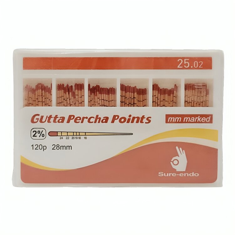 Sure Endo Gutta Percha Points 2% - 25 (Pack of 120)