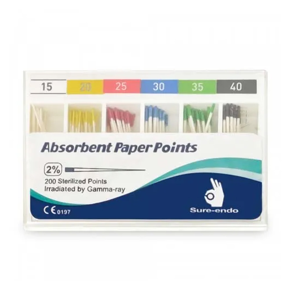 Sure Endo Paper Points - 2% #15-40 (Pack of 200)