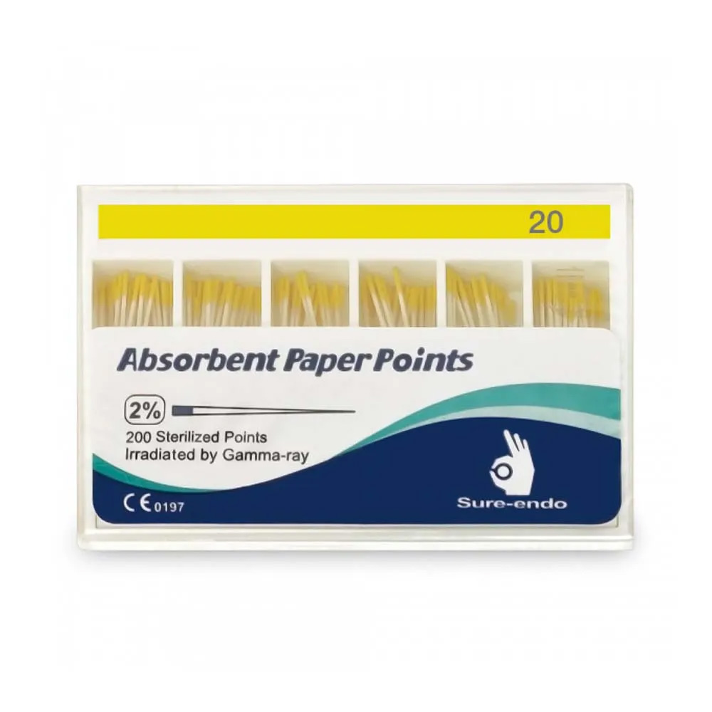 Sure Endo Paper Points - 2% #20 (Pack of 200)