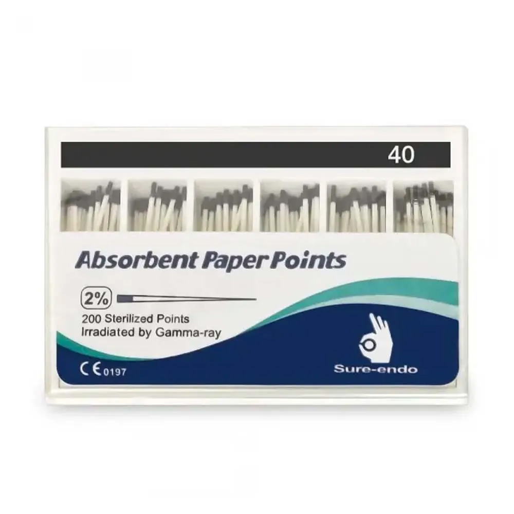 Sure Endo Paper Points - 2% #40 (Pack of 200)