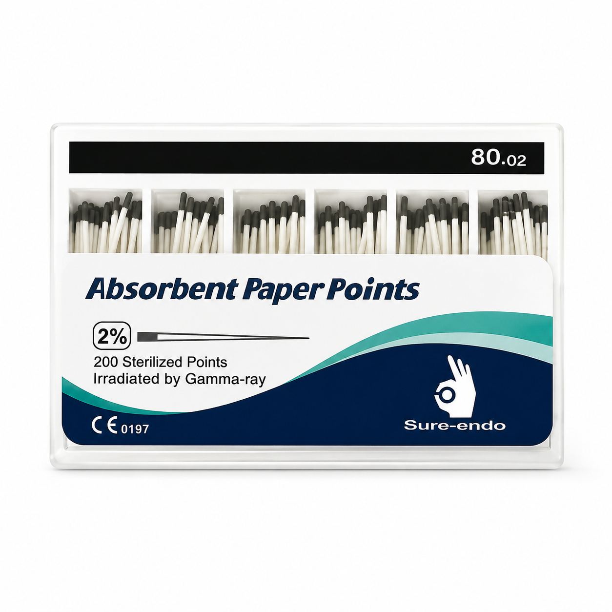 Sure Endo Paper Points - 2% #80 (Pack of 200)