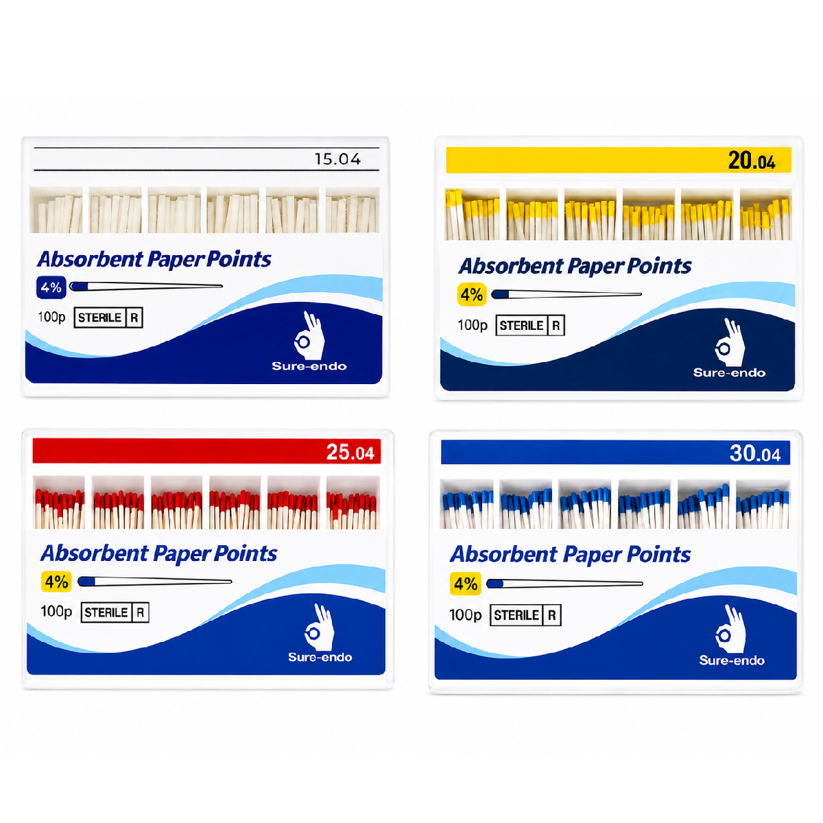 Sure Endo Paper Points - 4% (Pack of 100)