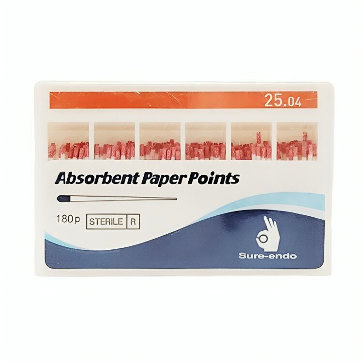 Sure Endo Paper Points Length Marked - 4% #25 (Pack of 180)