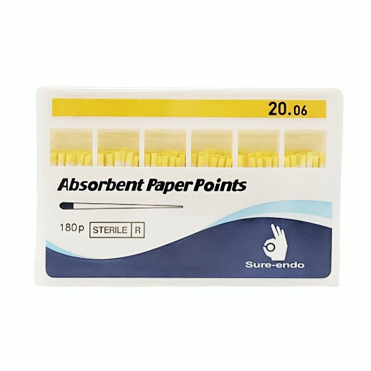 Sure Endo Paper Points Length Marked - 6% #20 (Pack of 180)