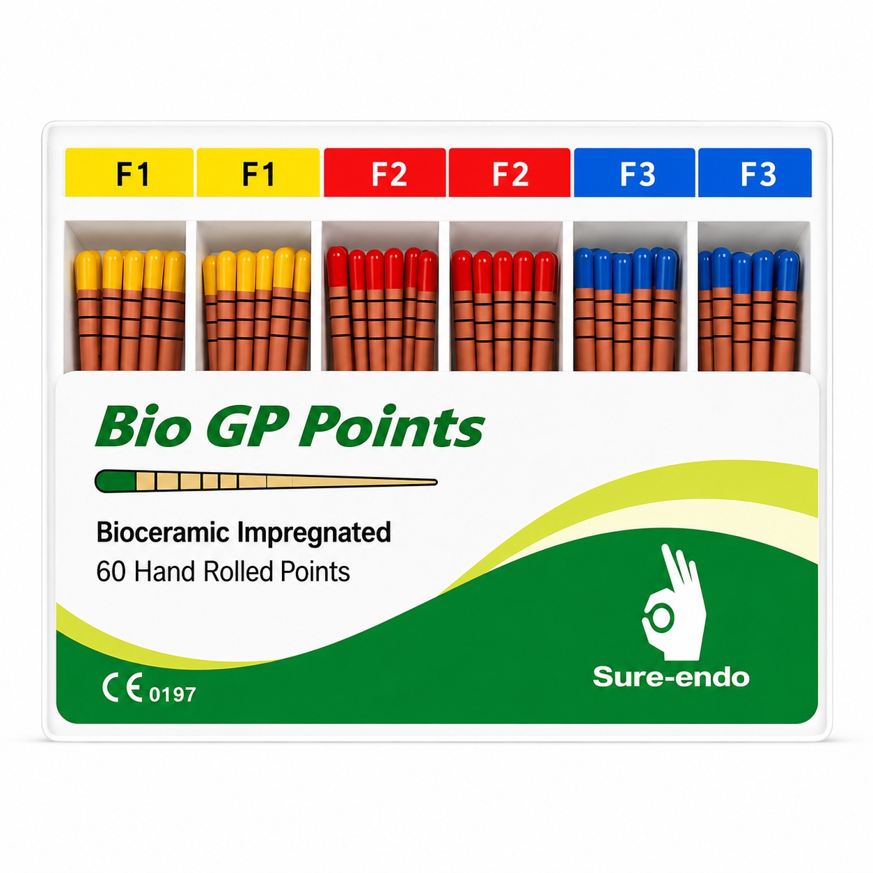 Sure Endo Universal Gutta Percha Points  - Length Marked F1-F3 (Pack of 60)
