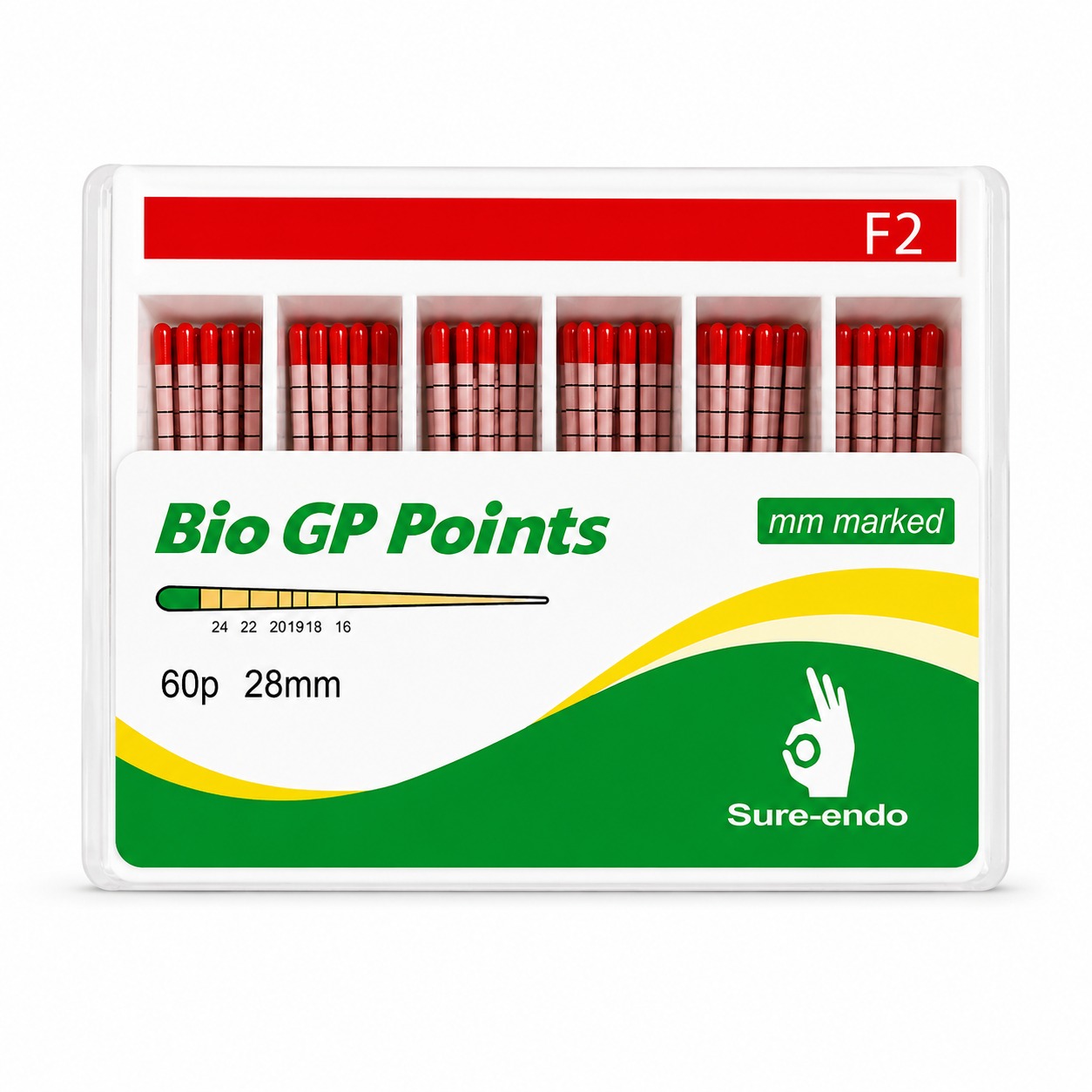 Sure Endo Universal Gutta Percha Points - Length Marked F2 (Pack of 60)
