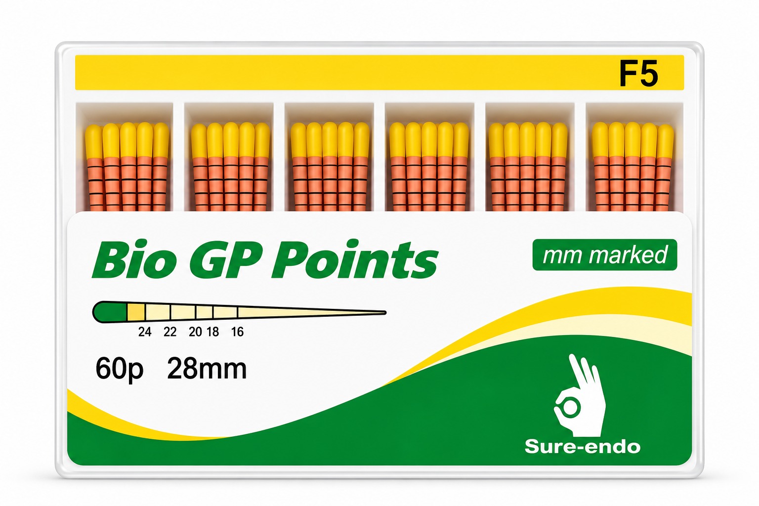 Sure Endo Universal Gutta Percha Points  - Length Marked F5 (Pack of 60)