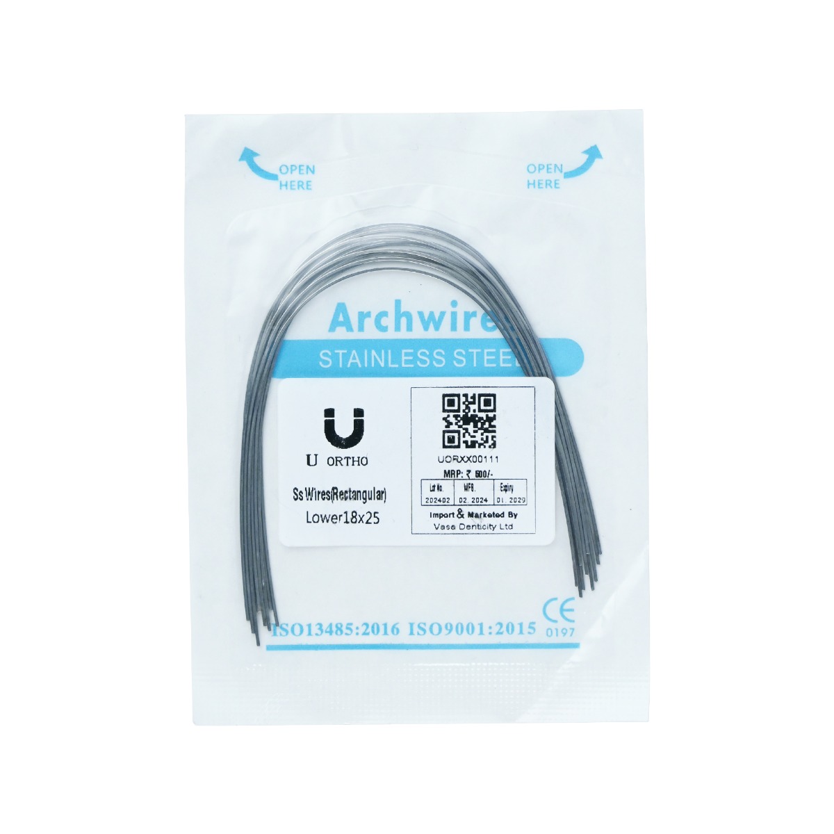 U Ortho Ss Wires (Rectangular) Lower 18 x 25