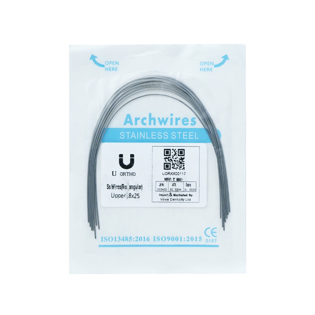U Ortho Ss Wires (Rectangular) Upper 18 x 25