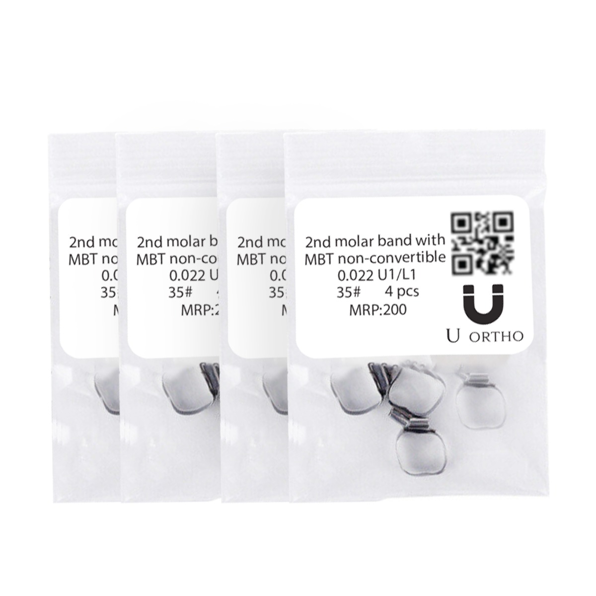 U Ortho Molar Bands Non-Convertible Mbt 0.022 2nd Molar (Pack of 4) -35+-U1L1