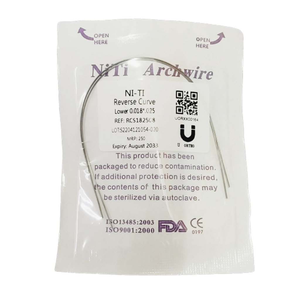 U Ortho Niti reverse curve archwire -Rectangular Lower 18x25 Pack of 2