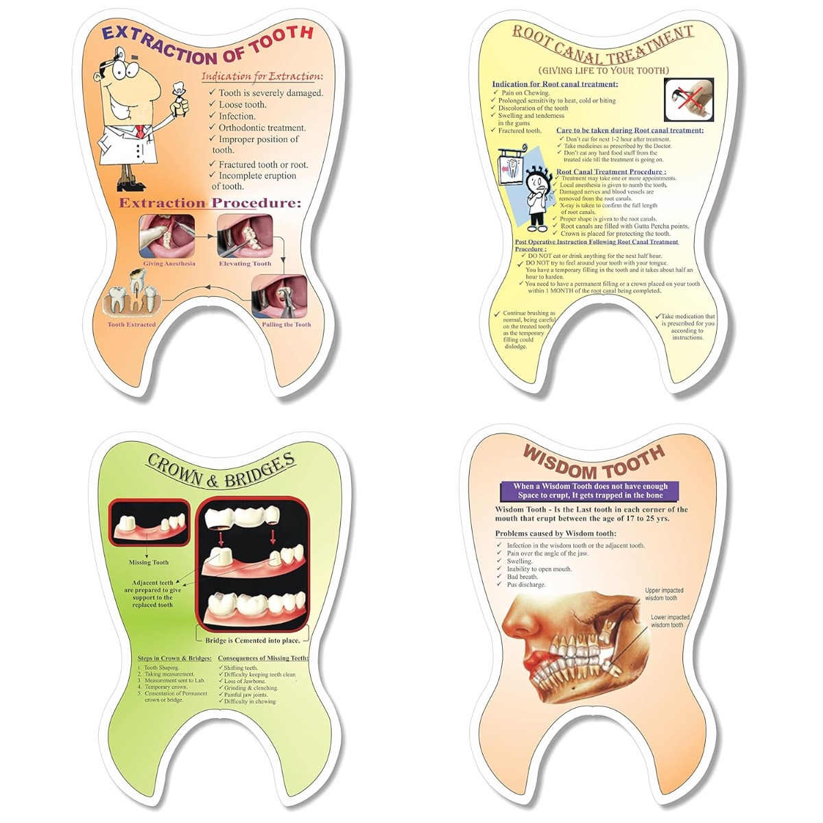 Unique Dents Tooth - Shaped Educative Pads (EP001) - Set of 4 (English)