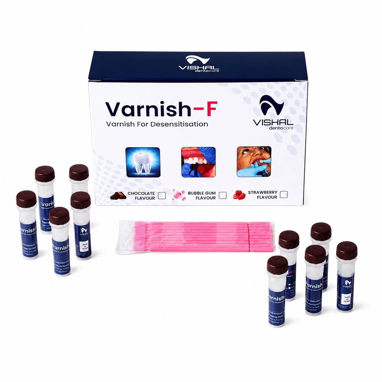 Vishal Dentocare 5% Sodium Fluoride Varnish Single Dose - 0.5ml (Chocolate Flavour) | Pack of 10
