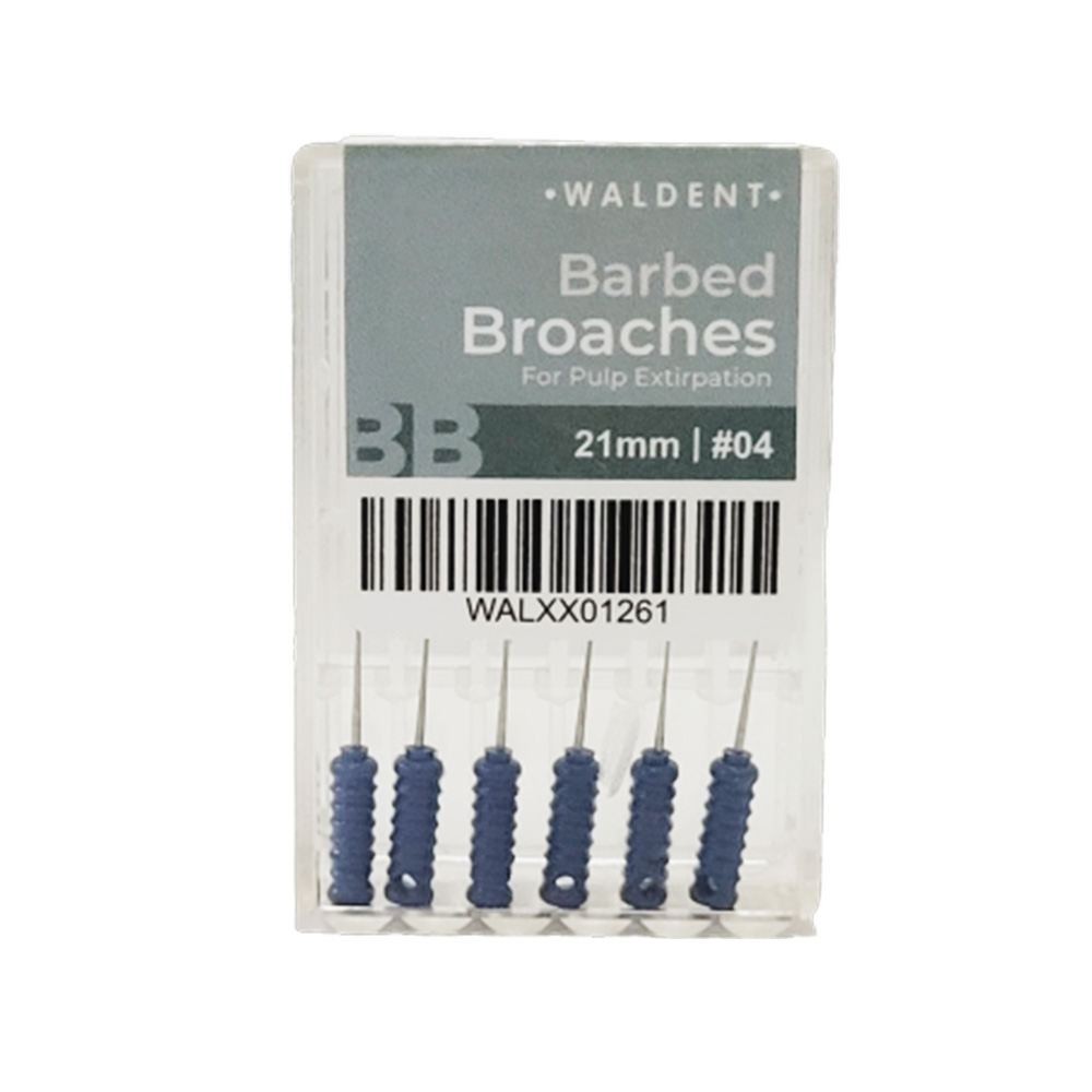 Waldent Barbed Broaches 21mm # 04 (Pack of 6)