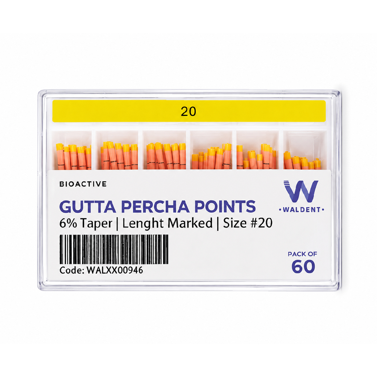 Waldent Bioactive Gutta Percha Points 6% (Length Marked) #20
