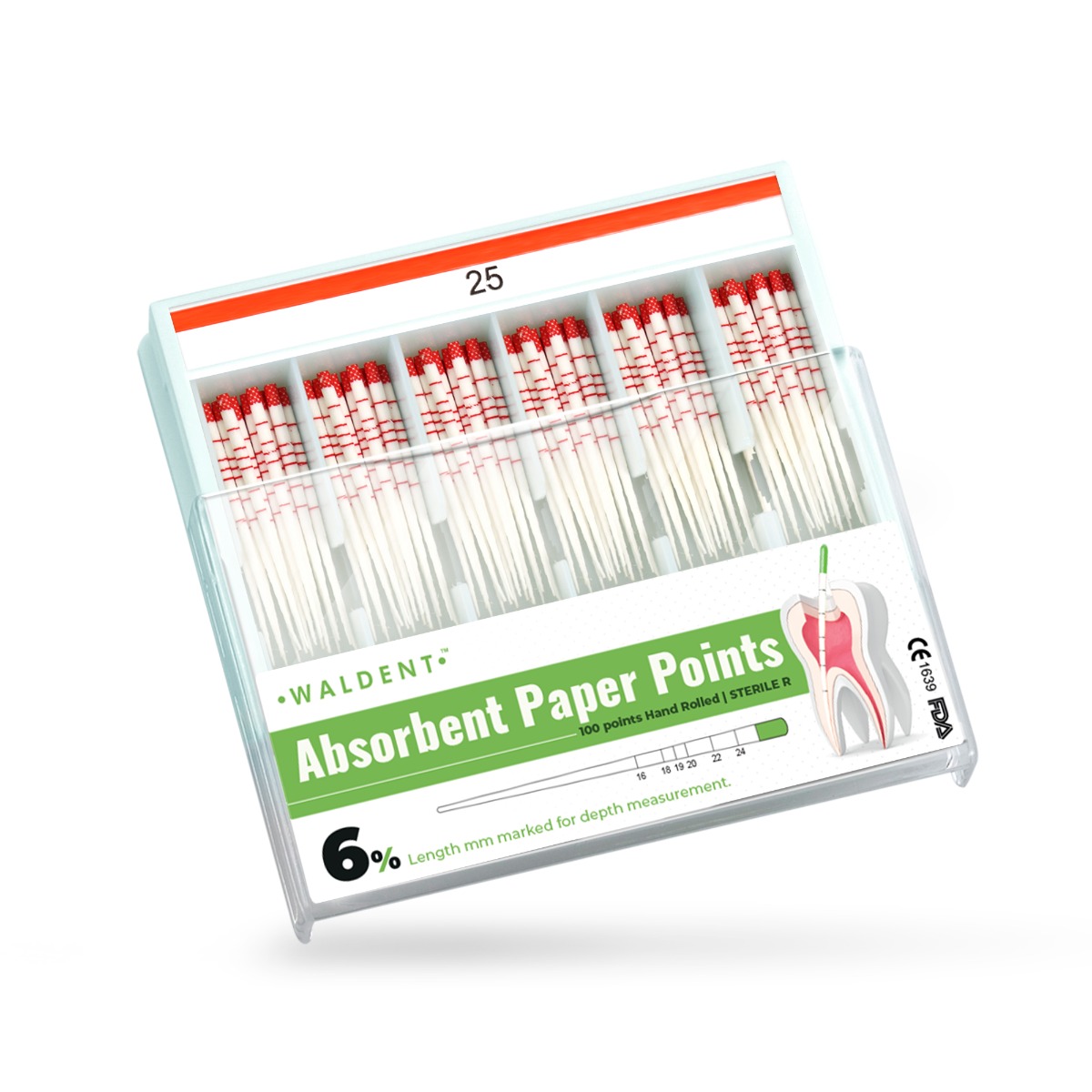 Waldent Bioactive Paper Points 6% (Length Marked) #25
