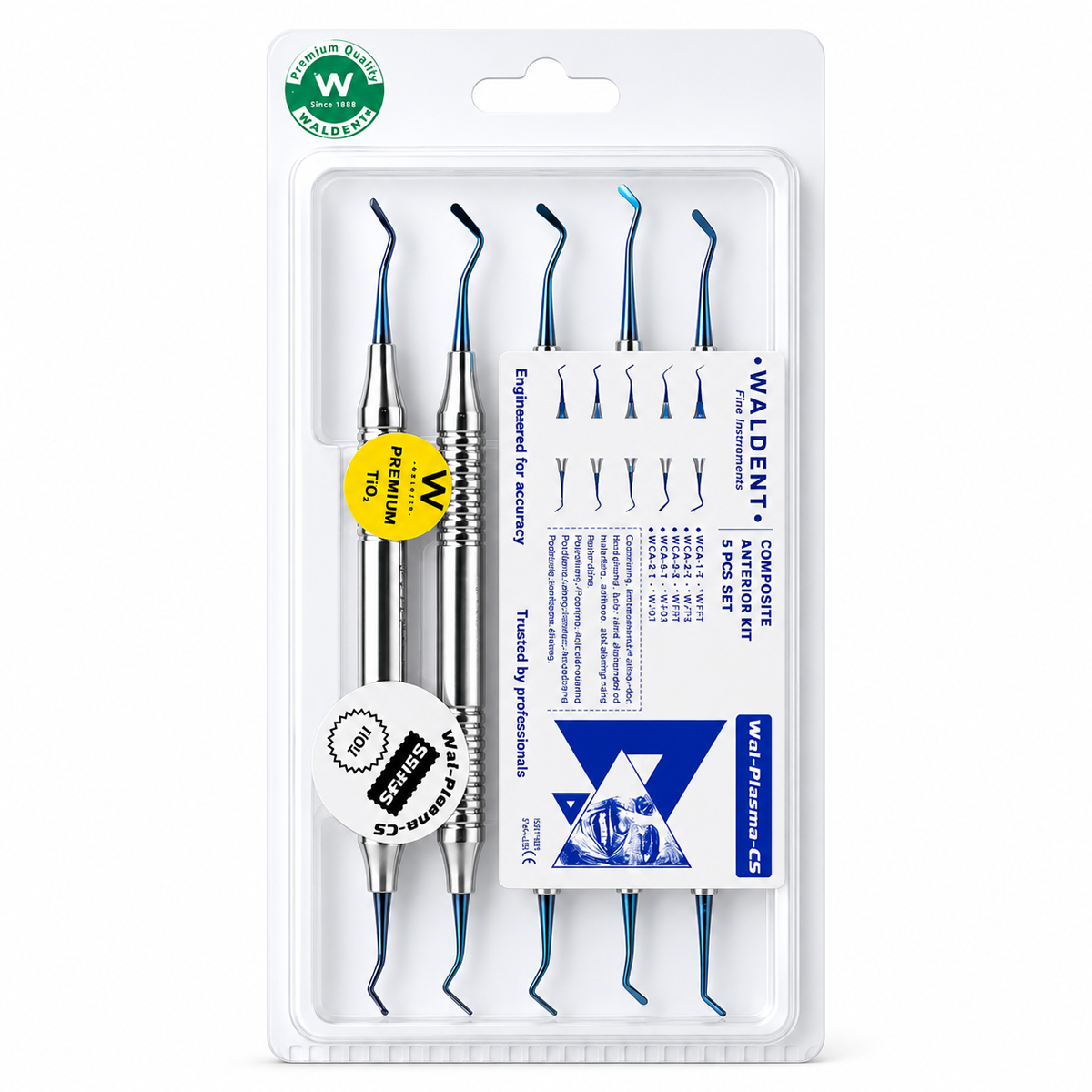 Waldent Composite Anterior Instrument Kit - Blue - Set of 5 (K14/5)