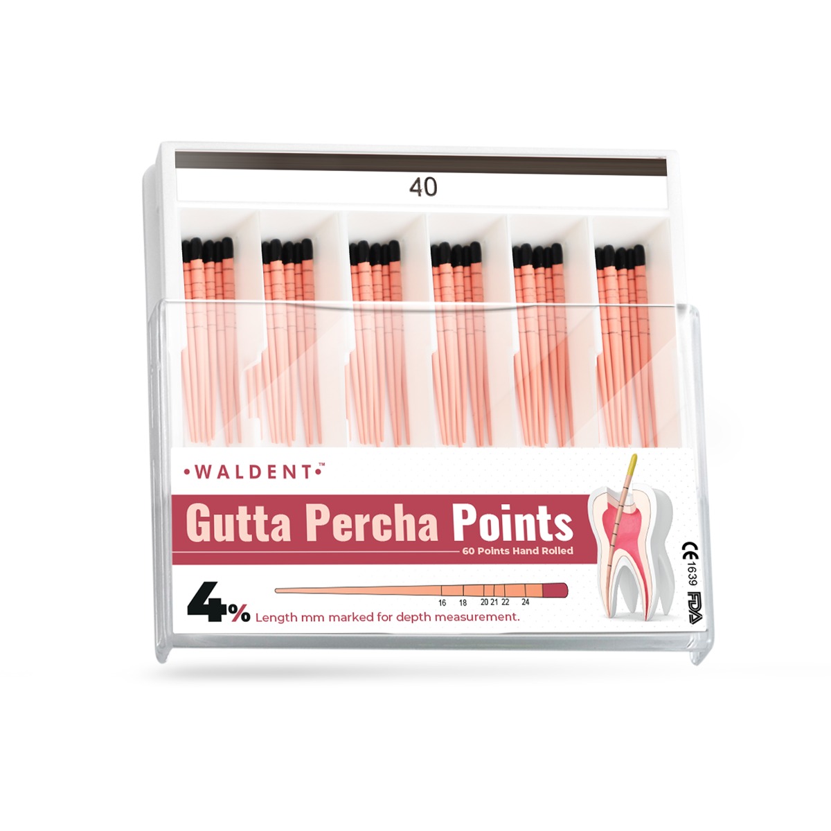 Waldent Gutta Percha Points 4% (Length Marked) #40