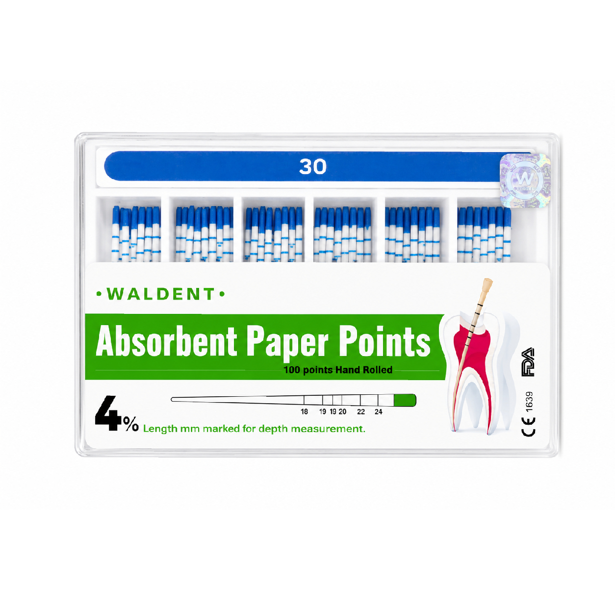 Waldent Paper Points 4% (Length Marked) #30