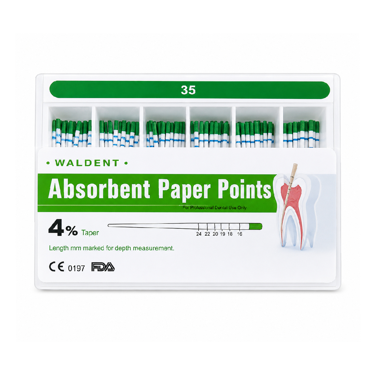 Waldent Paper Points 4% (Length Marked) #35