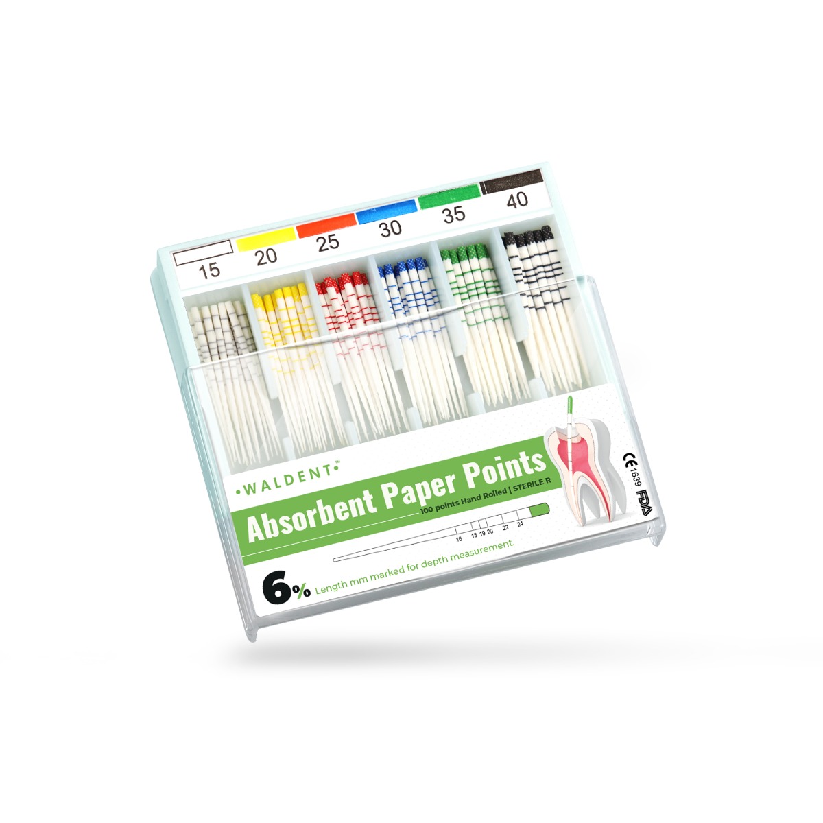 Waldent Paper Points 6% (Length Marked) #15-40