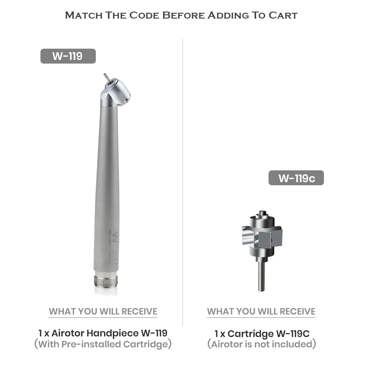 Waldent Premium Plus 45 Degree Airotor Handpiece And Cartridge