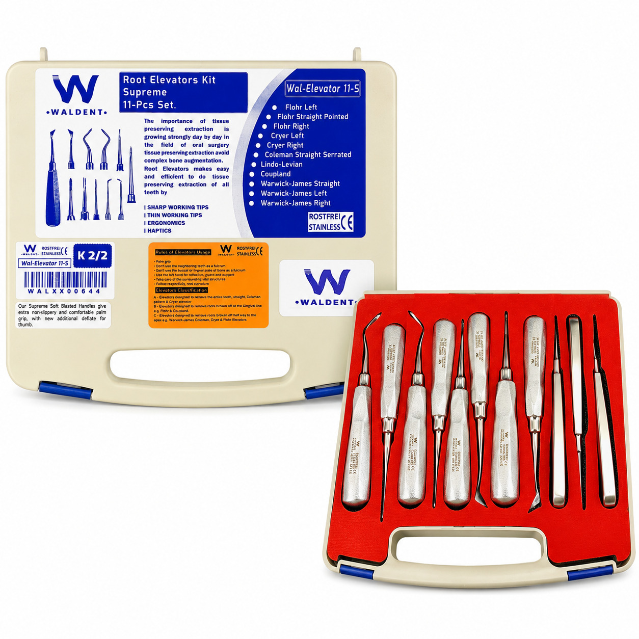 Waldent Root Elevators Premium Set of 11 (K2/2)