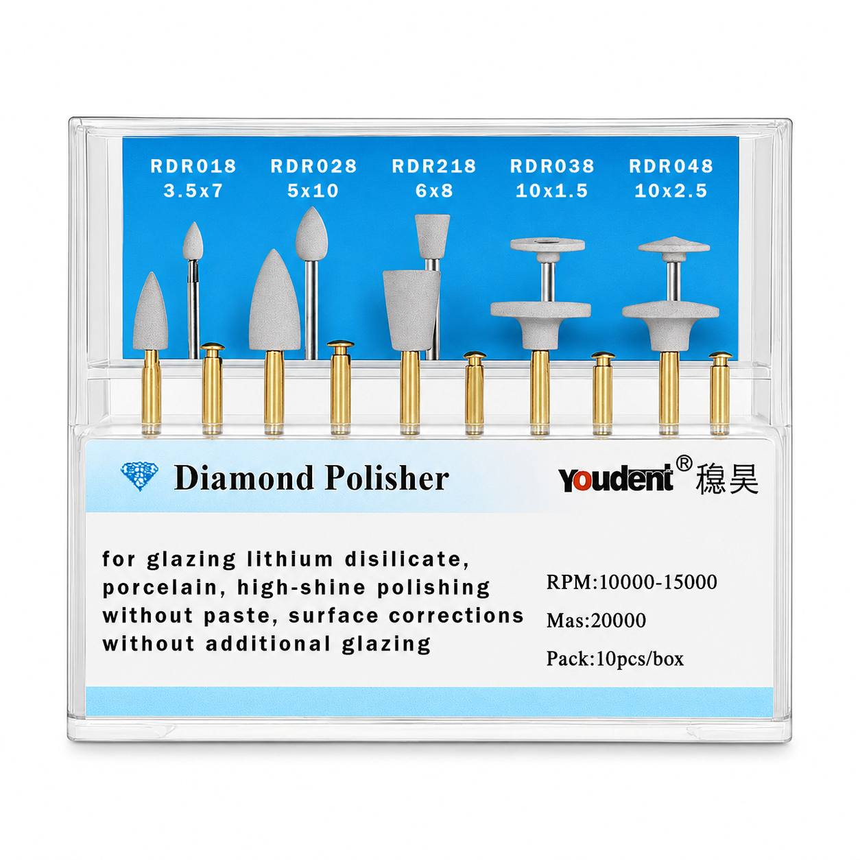Youdent Diamond Polishers Kit For Zirconia Yellow RA (TR1031)